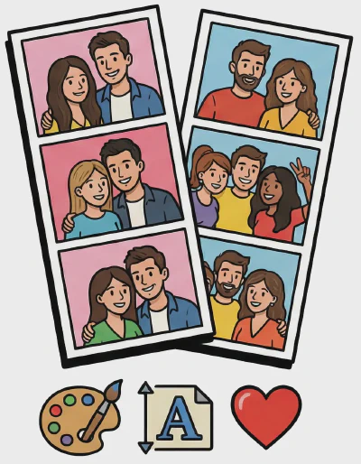 Gepersonaliseerd ontwerp voor photobooth fotostrips